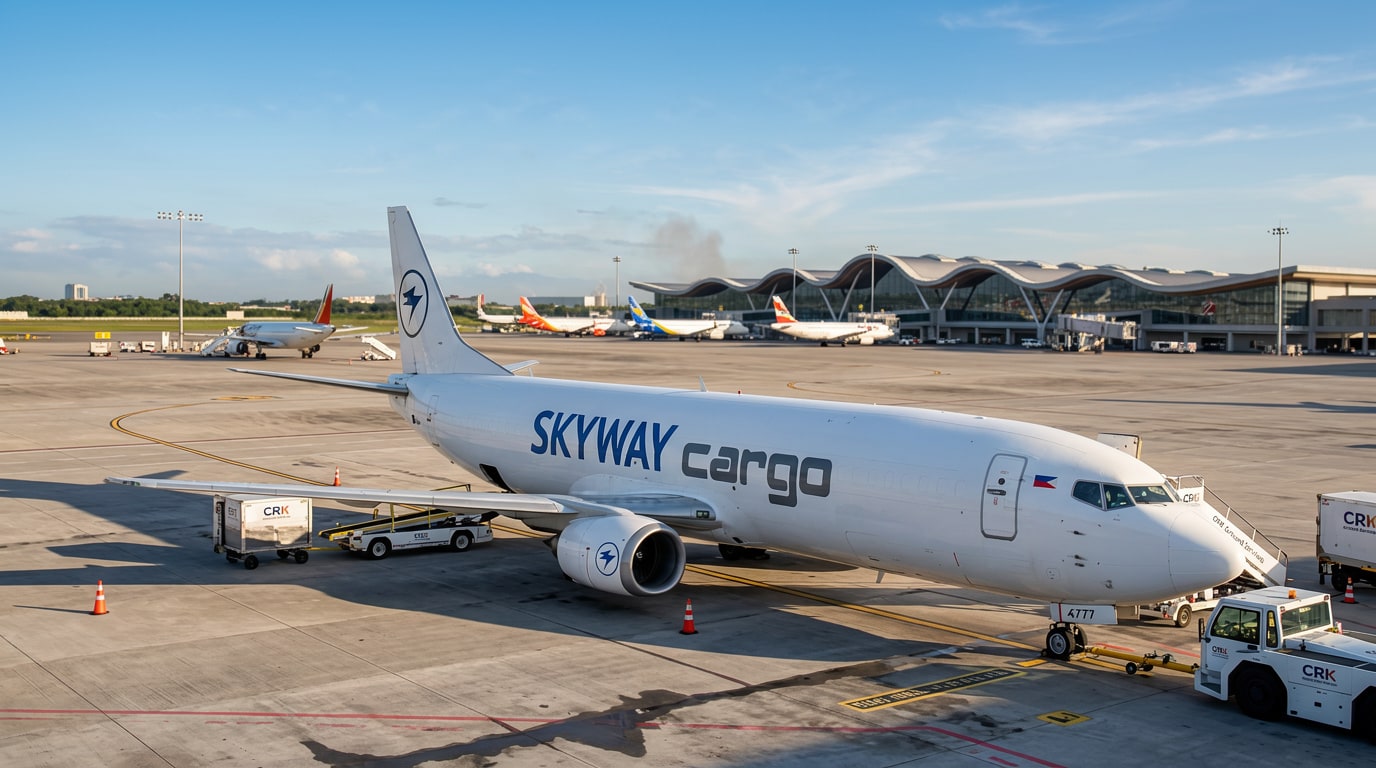 Skyway Cargo Boeing 737 on the apron at a Philippine international airport